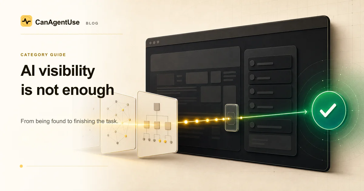 A signal passes through discovery layers, a browser interface, and a verified task-completion checkpoint.